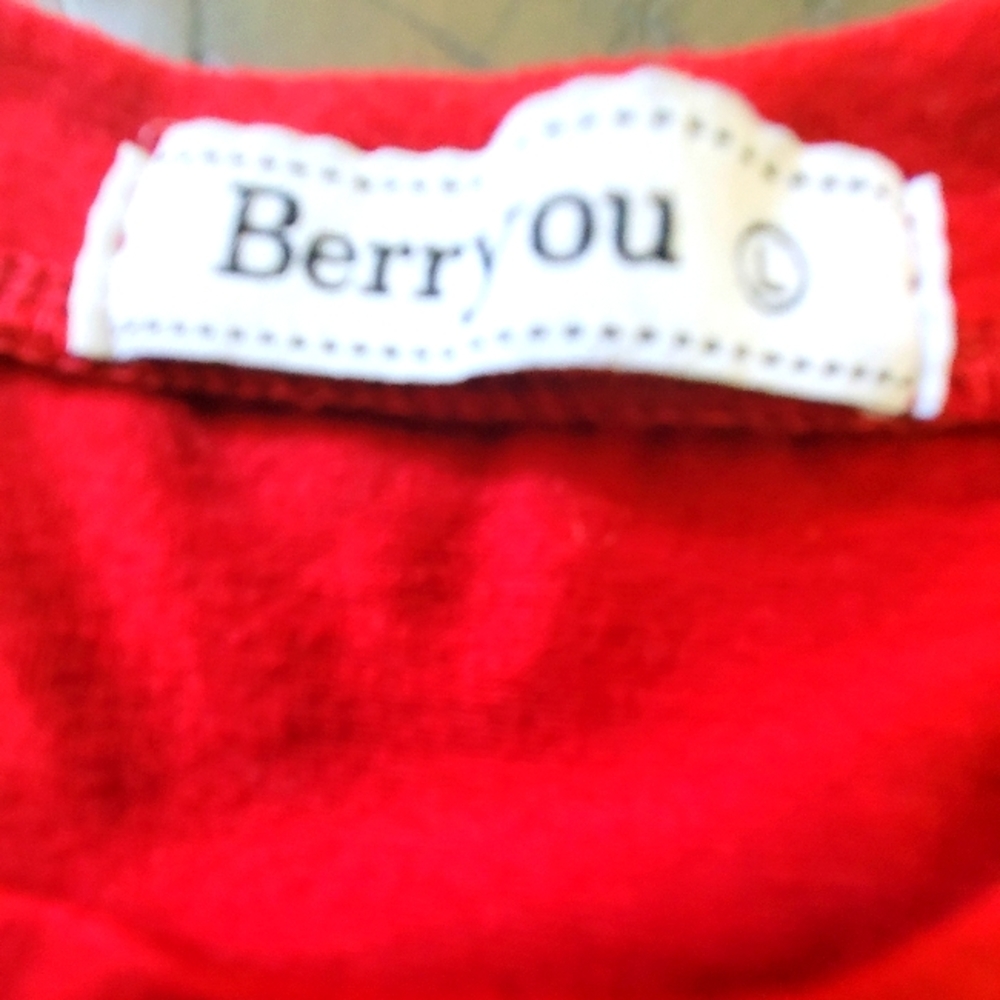 Berryou Red Tiered Ruffled Dress Large Relaxed Fit NWOT L - Picture 3 of 3
